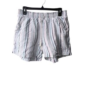 Briggs Women's Linen Blend Coastal Lagenlook Drawstring Stretch Waist Shorts L